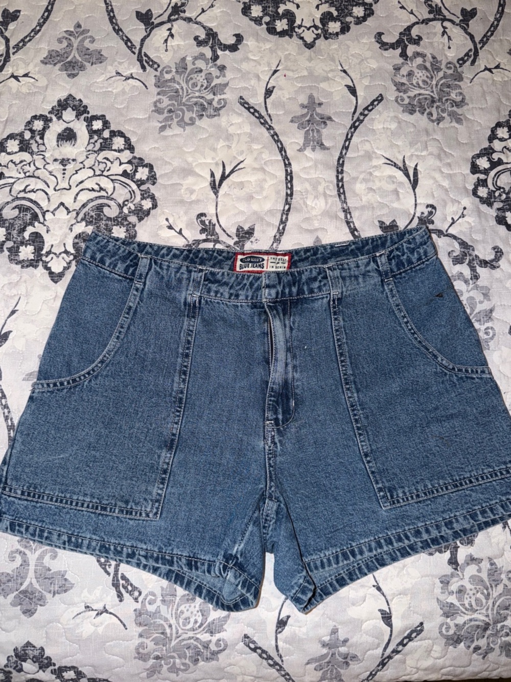 Old Navy Medium Blue Denim Jean Shorts with Front Patch Pockets